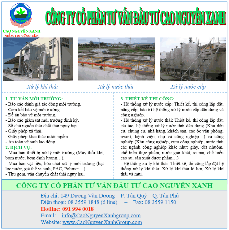 Cam kết bảo vệ môi trường Cao Nguyên Xanh